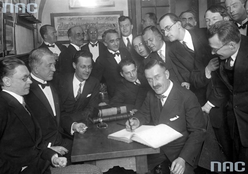 1927 Thomas Mann, Juliusz Kaden-Bandrowski, Kazimierz Wierzyński, Jan Lechoń, Ferdynand Goetel, Ludwik Hieronim Morstin, Julian Tuwim, M. Rentgen. - Kopia