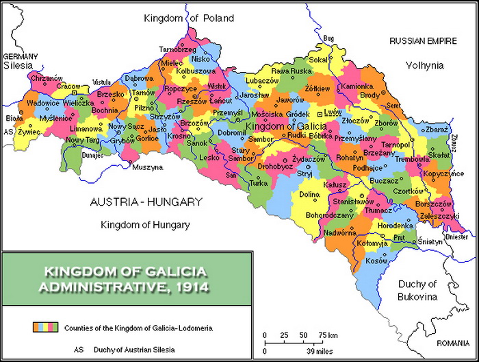1914 r. Galicja powiaty