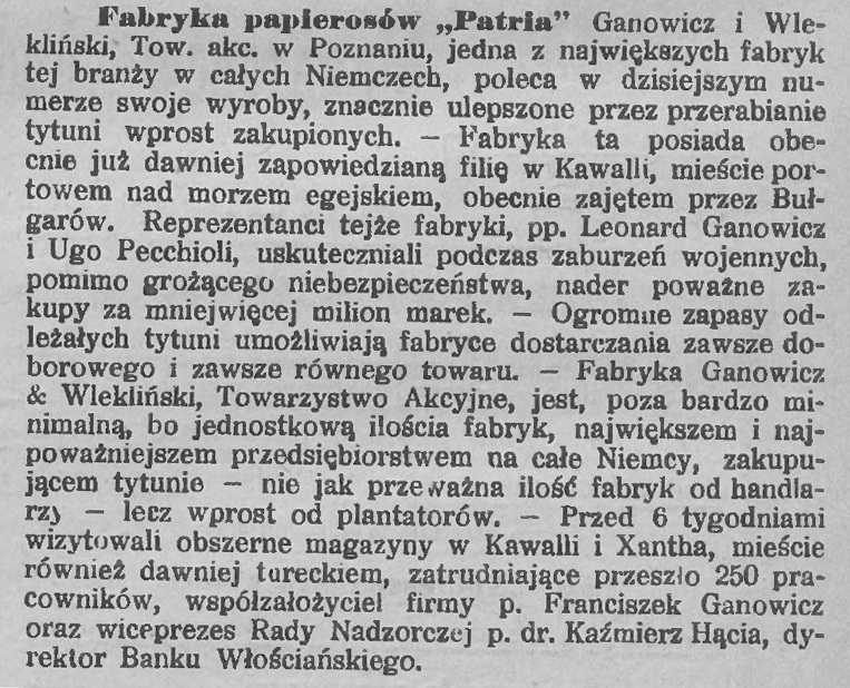1913 r. Patria notka